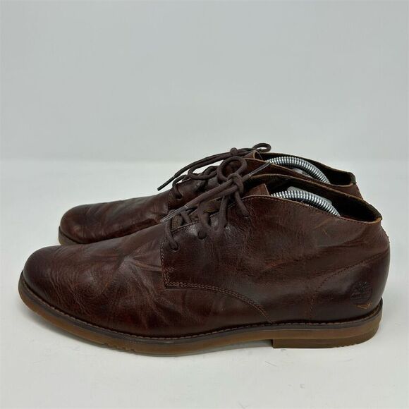 Timberland Men's Brown Leather Ortholite Chukka Boots Size 9.5 Lace Up Casual - Picture 7 of 13